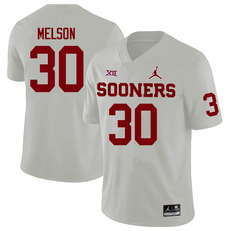 Men #30 Major Melson Oklahoma Sooners College Football Jerseys Sale-White - Click Image to Close